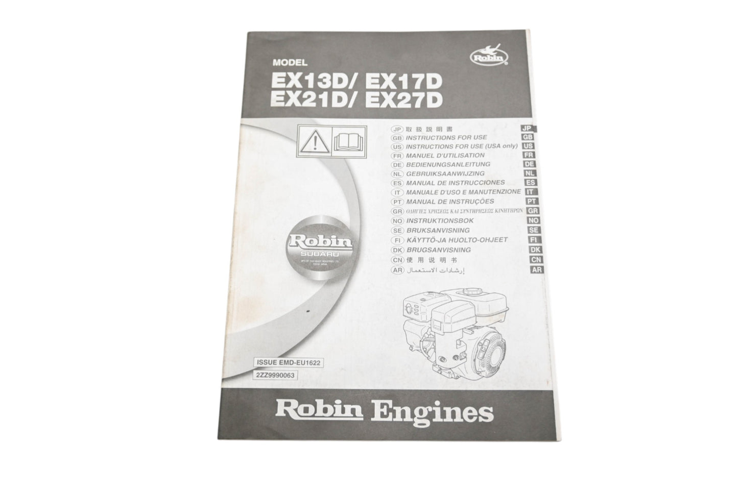 Subaru Robin 2ZZ9990063, 2ZZ-99900-63 EX13D 17D 21D 27D Engine Manual