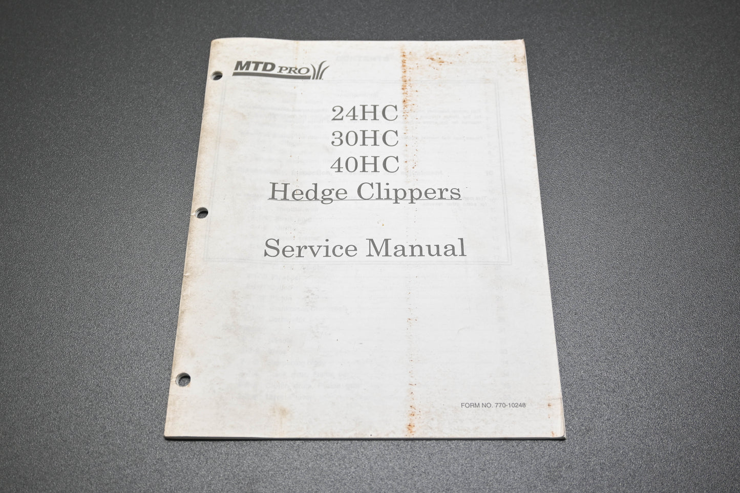 MTD 770-10248 24 30 40 HC Hedge Clippers Service Manual
