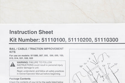 Ariens 51110100, 51110200, 51110300 Engine & Traction Bail Replacement Kit NOS