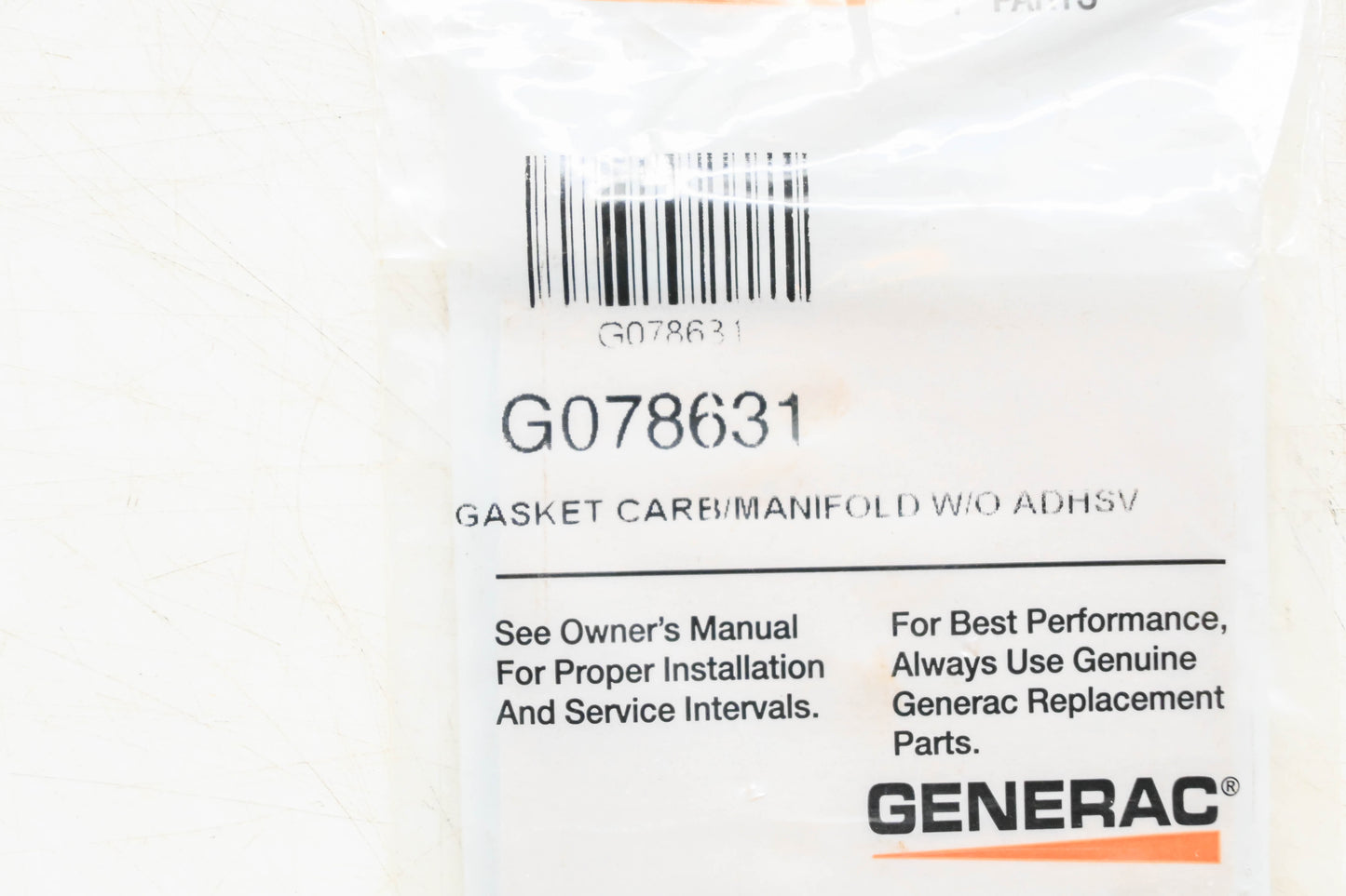 Generac G078631 Carburetor Manifold Gasket NOS