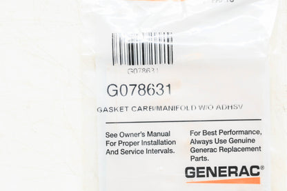 Generac G078631 Carburetor Manifold Gasket NOS