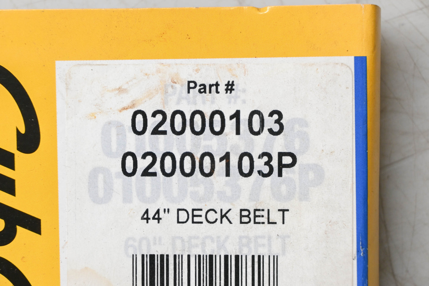 Cub Cadet 02000103, 02000103P 44" Deck Belt NOS