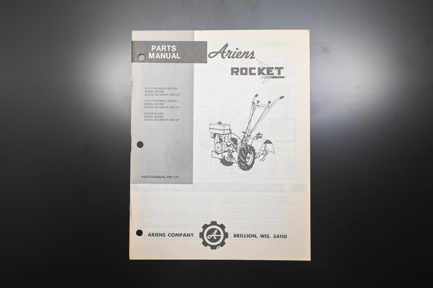 Ariens PM-1-77 Rocket Tiller Parts Manual