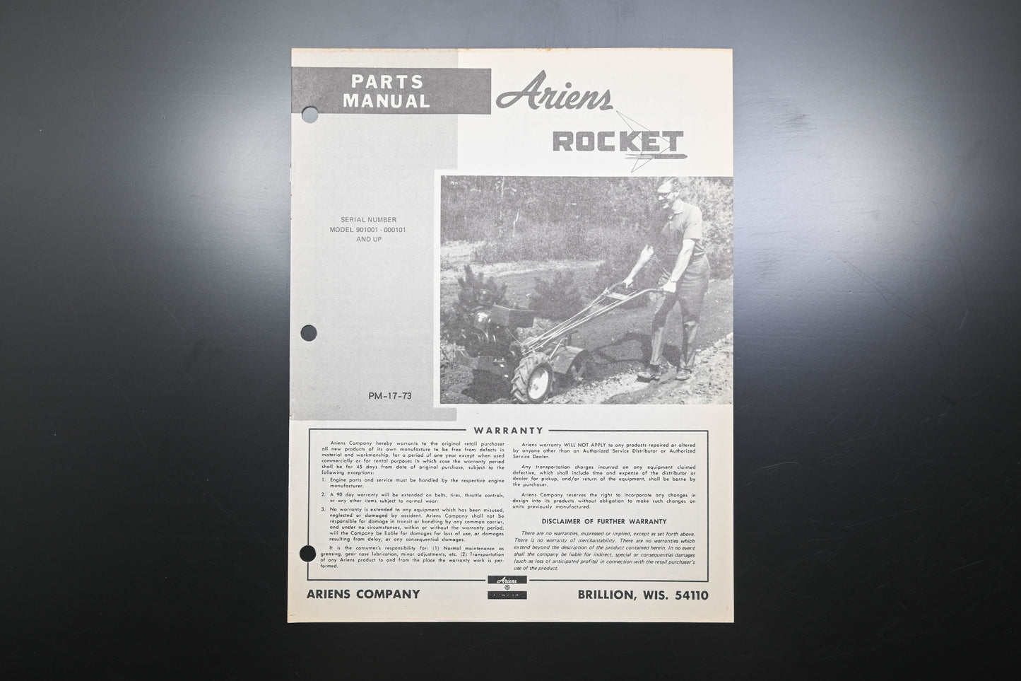 Ariens PM-17-73 Rocket Tiller Parts Manual
