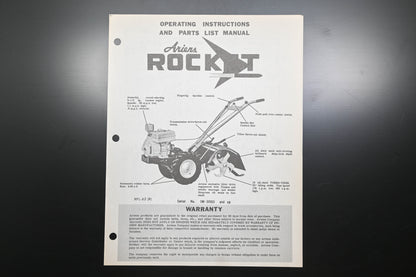 Ariens RPL-62 Rocket Tiller Operating Instructions & Parts Manual