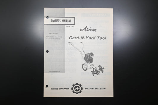 Ariens 2818 Gard-N-Yard Tool Owners Manual