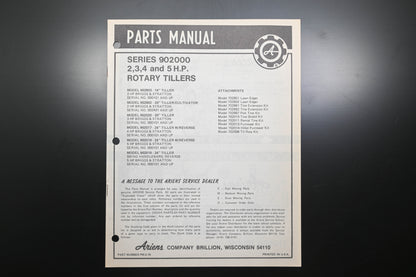 Ariens PM-2-78 Series 902000 Rotary Tiller 2-5 HP Parts Manual