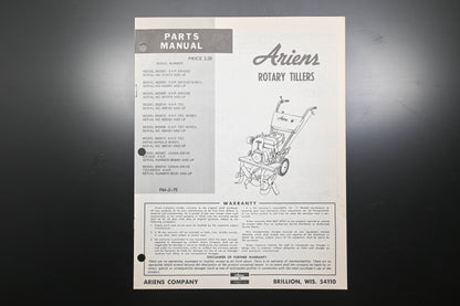 Ariens PM-2-75 Rotary Tiller Parts Manual