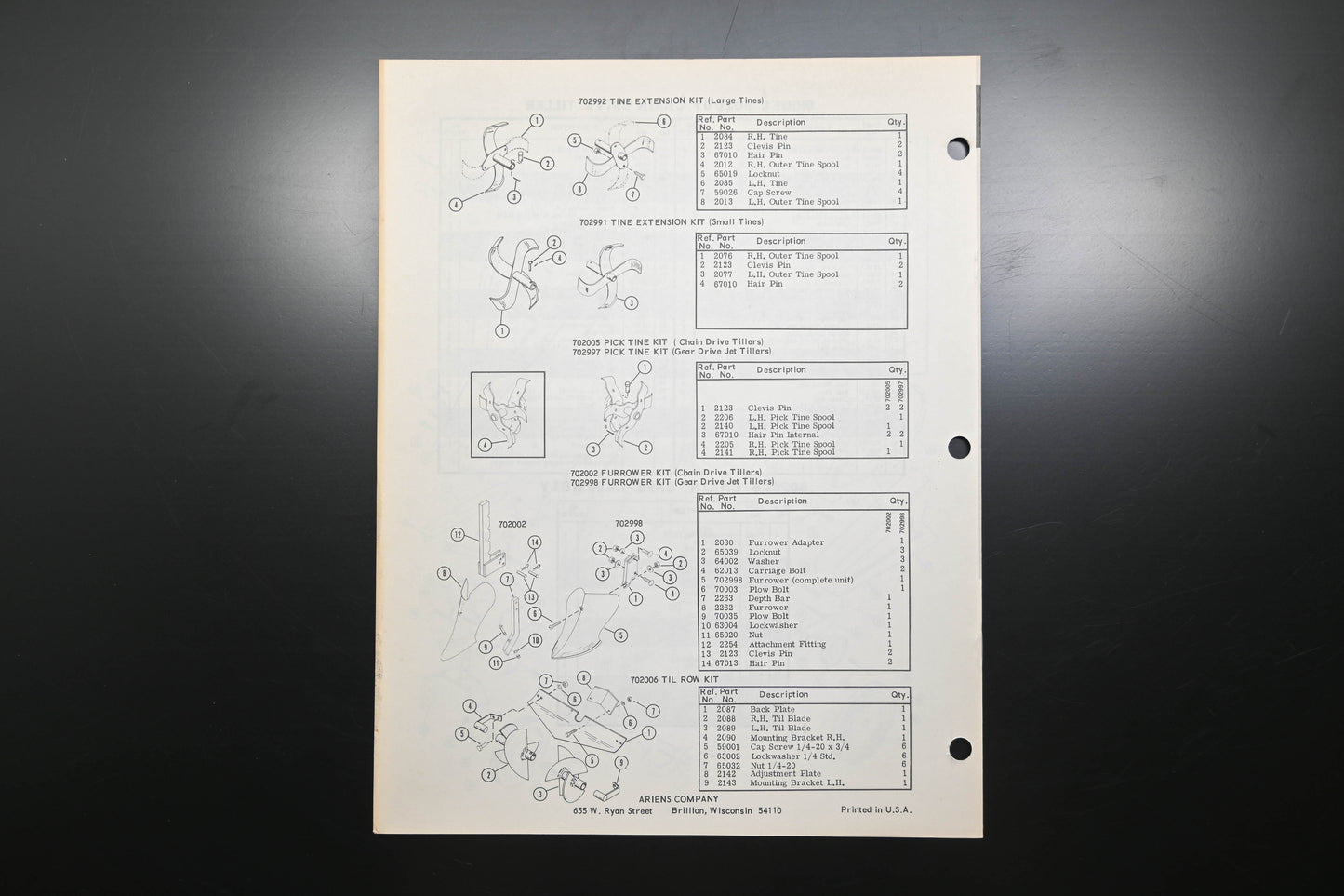 Ariens PM-13-73R1 Jet Rotary Tiller Parts Manual