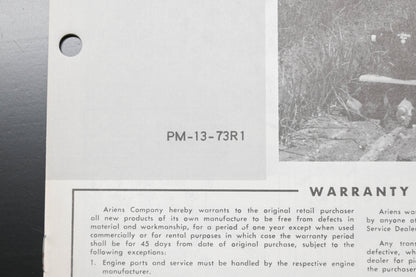 Ariens PM-13-73R1 Jet Rotary Tiller Parts Manual