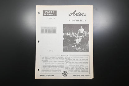 Ariens PM-13-70 Jet Rotary Tiller Parts Manual