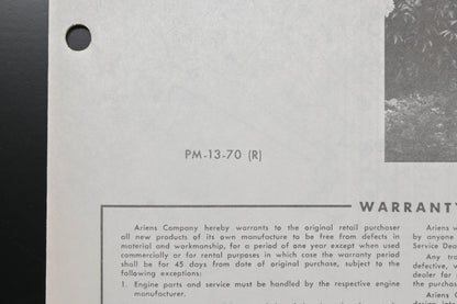 Ariens PM-13-70 Jet Rotary Tiller Parts Manual