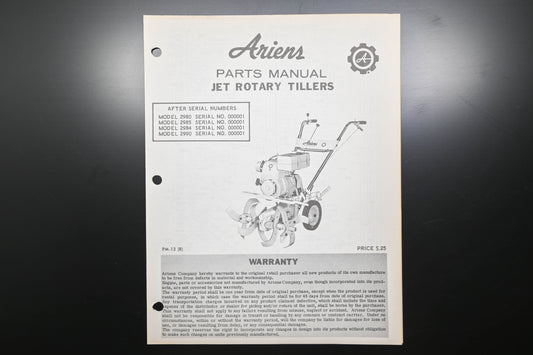 Ariens PM-13 R Jet Rotary Tiller Parts Manual