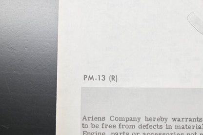 Ariens PM-13 R Jet Rotary Tiller Parts Manual