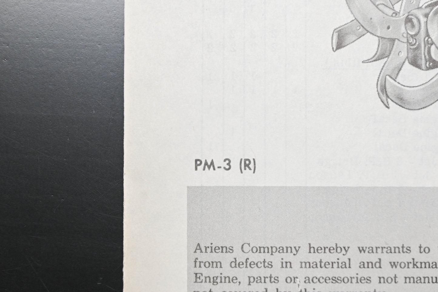 Ariens PM-3 R Jet Rotary Tiller Parts Manual