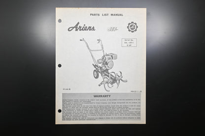 Ariens STJ-66 Jet Rotary Tiller Parts Manual