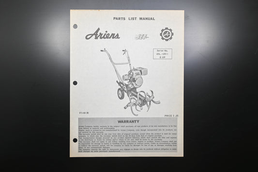 Ariens STJ-66 Jet Rotary Tiller Parts Manual