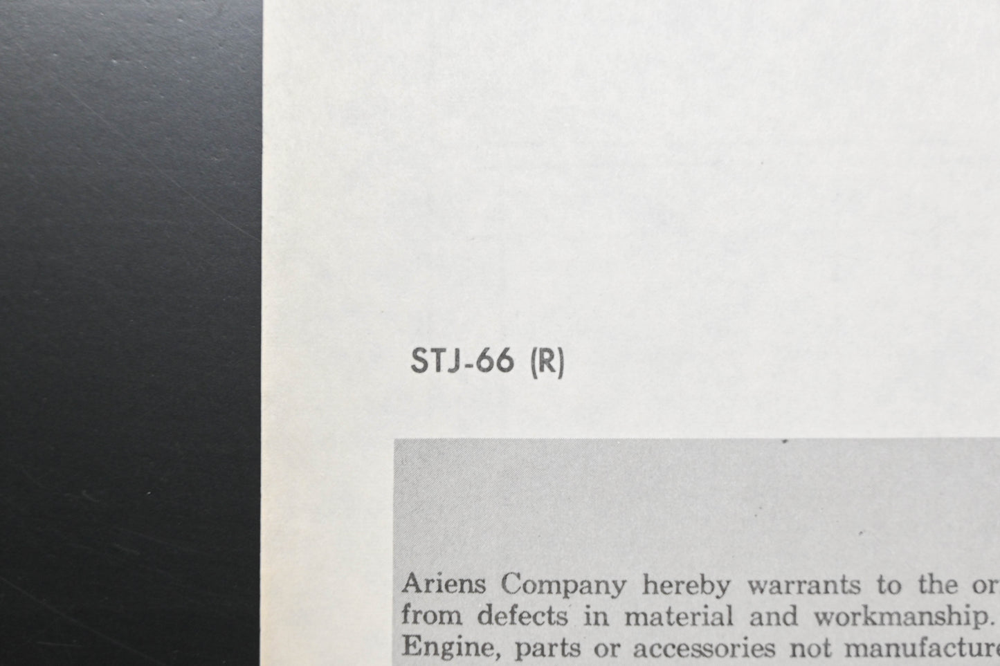 Ariens STJ-66 Jet Rotary Tiller Parts Manual