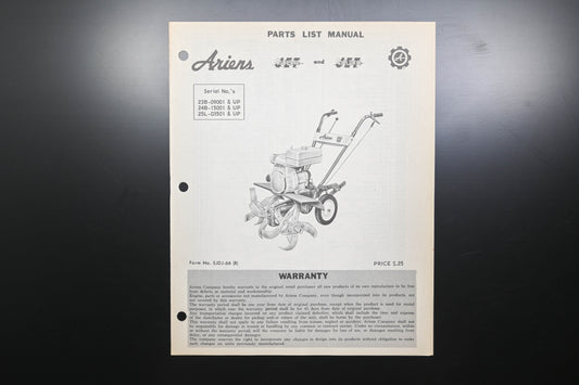 Ariens SJDJ-66 Super & Deluxe Jet Rotary Tillers Parts Manual