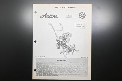 Ariens STJ-65 Jet Rotary Tiller Parts Manual