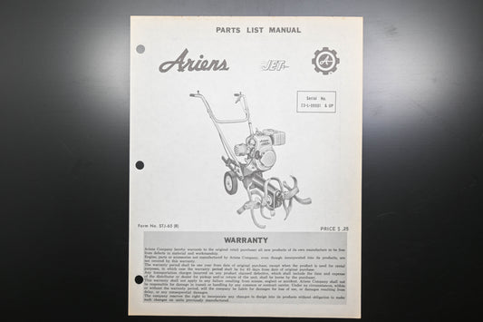 Ariens STJ-65 Jet Rotary Tiller Parts Manual