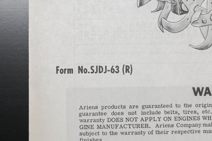 Ariens SJDJ-63 Jet Rotary Tiller Parts Manual