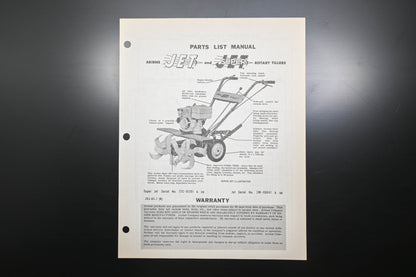 Ariens JSJ-61-1 Jet Rotary Tiller Parts Manual