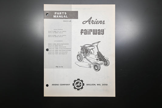 Ariens PM-12-76 Fairway Lawn Mower Parts Manual