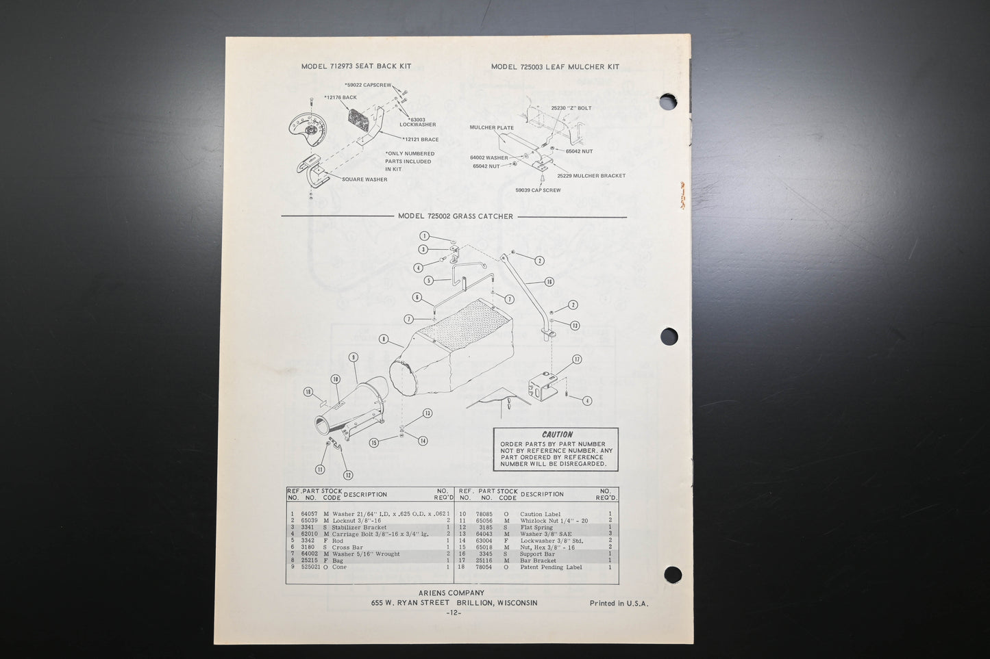 Ariens PM-15-74 Fairway Lawn Mower Parts Manual