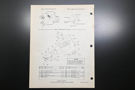 Ariens PM-15-74 Fairway Lawn Mower Parts Manual