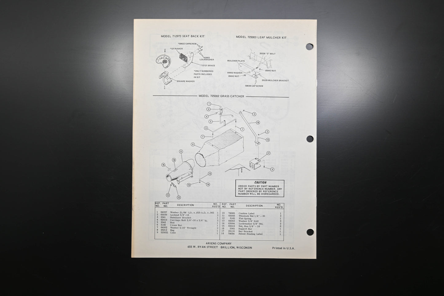 Ariens PM-15-73R1 Fairway Lawn Mower Parts Manual