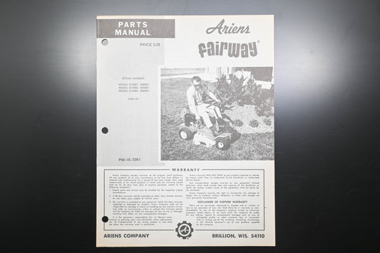 Ariens PM-15-72R1 Fairway Lawn Mower Parts Manual