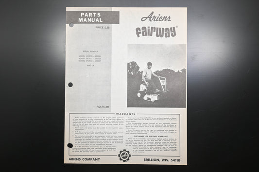 Ariens PM-15-70 Fairway Lawn Mower Parts Manual