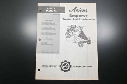Ariens PM-25-77 Emperor Tractor & Attachments Parts Manual