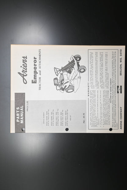 Ariens PM-25-75 Emperor Tractor & Attachments Parts Manual