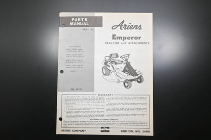 Ariens PM-25-74 Emperor Tractor & Attachments Parts Manual