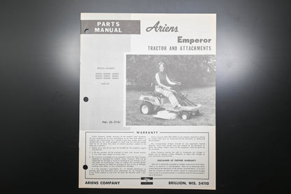 Ariens PM-25-73R1 Emperor Tractor & Attachments Parts Manual