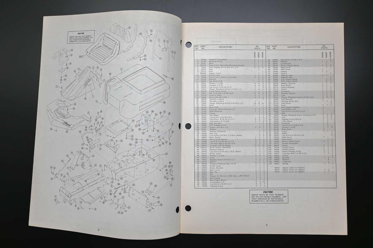 Ariens PM-25-73R1 Emperor Tractor & Attachments Parts Manual