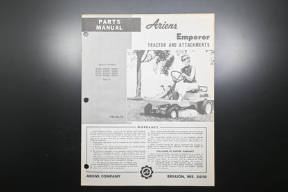 Ariens PM-25-72 Emperor Tractor & Attachments Parts Manual