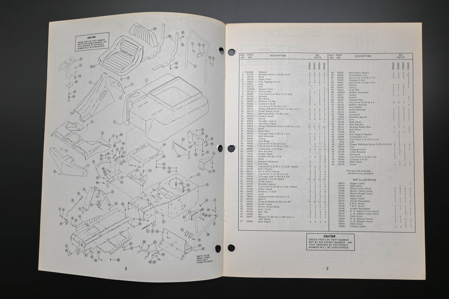 Ariens PM-25-72 Emperor Tractor & Attachments Parts Manual