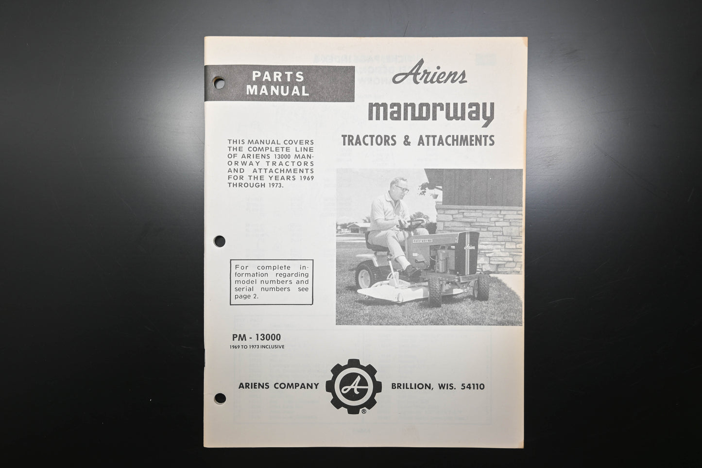Ariens PM-13000 69-73 Manorway Tractors & Attachments Parts Manual