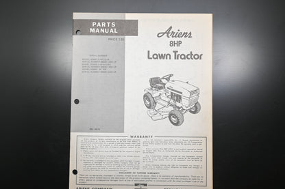 Ariens PM-29-74 8 HP Lawn Tractor Parts Manual