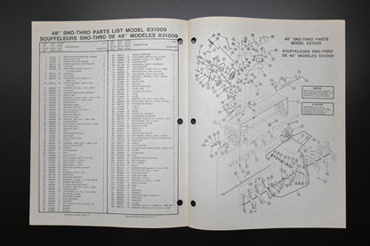 Ariens PM-31S-76 831009 48" Sno-Thro Parts Manual