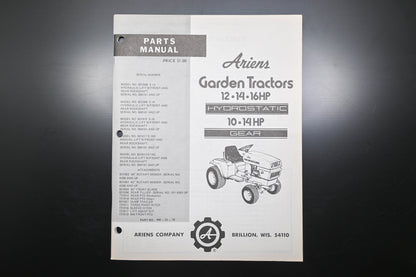 Ariens PM-31-76 10-16HP Garden Tractors Parts Manual