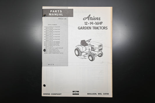 Ariens PM-31-75 12-16HP Garden Tractors Parts Manual