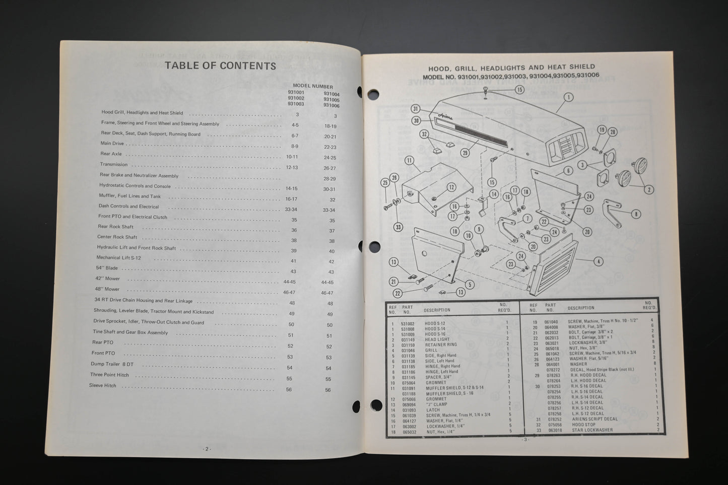 Ariens PM-31-75 12-16HP Garden Tractors Parts Manual