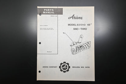 Ariens PM-31S-77 831010 48" Sno-Thro Parts Manual