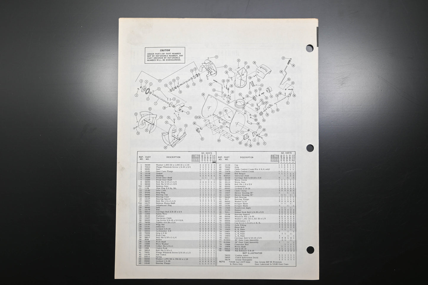 Ariens PM-8-72R3 6-8 HP Tractor & Sno-Thro Attachment Parts Manual