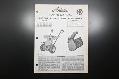 Ariens PM-8-69 (R) Tractor & Sno-Thro Attachment Parts Manual