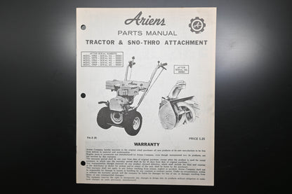 Ariens PM-8 (R) Tractor & Sno-Thro Attachment Parts Manual
